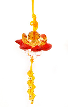 연꽃 크리스탈 차걸이 (빨강잎,노랑)