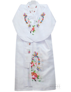 흰색치마저고리 (자미사, 목단수) 영가옷 조상옷 무속의상 영가한복