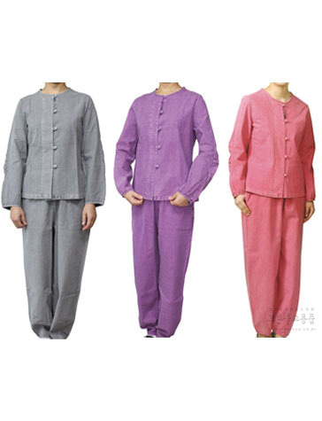 여자생활복 2p 생활복 (회색 보라 분홍 봄 가을옷) 신행 불자생활복 면옷