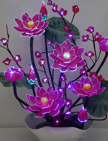 광섬유꽃-4송이 연꽃매화 봉우리 (빨강)