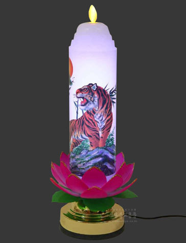 호랑이 LED전기초 촛대세트 (초색상변환) 호랑이전기초 산신초 불교용품 기도초 전기초