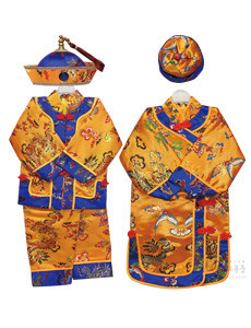 중국동자옷, 중국동녀옷 (모자포함) 황금노랑 (중국동자복 중국동녀복 신복 무속의상)