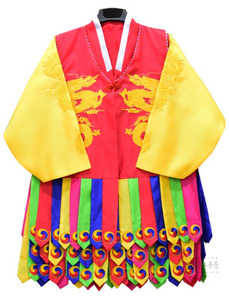홍색/노랑 작두복 (달가라, 황금용) 작두모자 포함