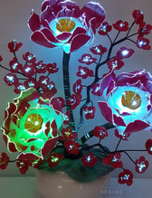 광섬유꽃-3송이 연꽃매화 (빨강)