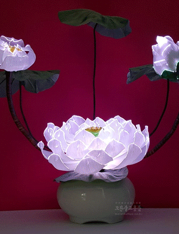 광섬유꽃-한송이 봉우리 연꽃 (흰색)