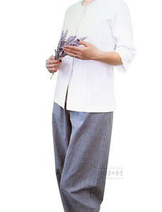 레이스 저고리 바지 (흰색 회색바지) 면생활복 절복 법복 불자복 신행용품 생활법복